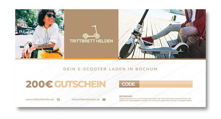 Trittbrett Helden Gutschein 200 € Trittbrett Helden Gutschein 200 €